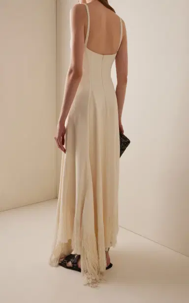 Khaite Vivian Fringed Crepe Maxi Dress | Thumbnail 4 Khaite Vivian Fringed Crepe Maxi Dress | Thumbnail 4