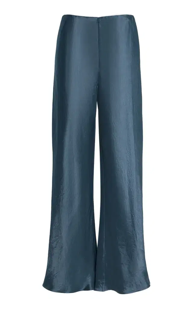 Kobe Crinkled-Satin Flare Pants