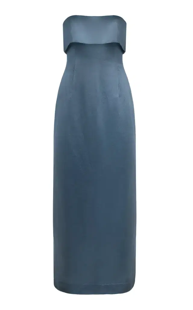 Kobe Strapless Crinkled-Satin Maxi Dress