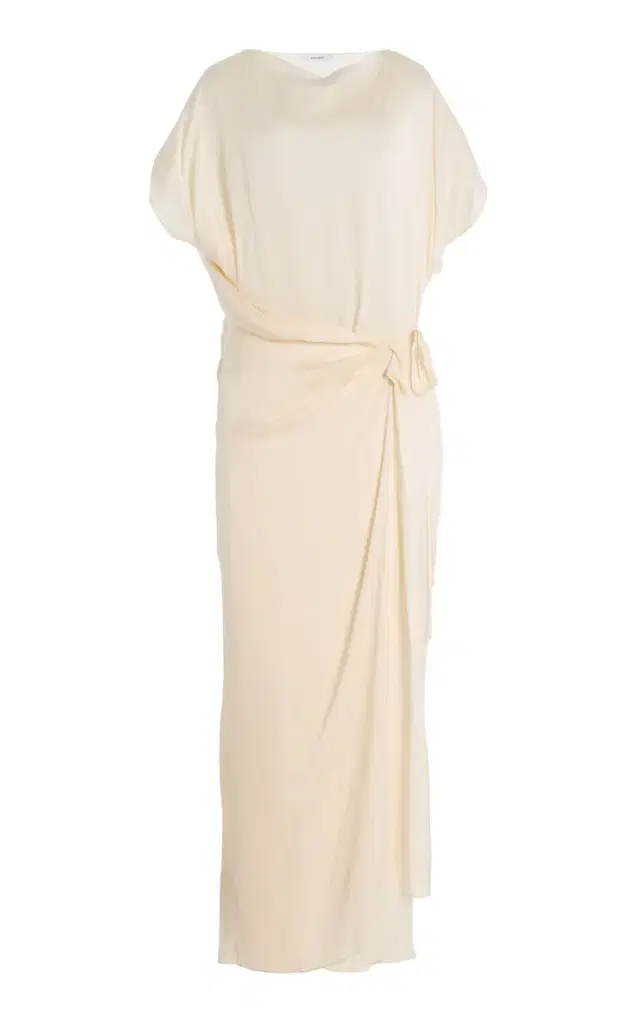 Bondi Born Ardea Hammered Satin Maxi Wrap Dress