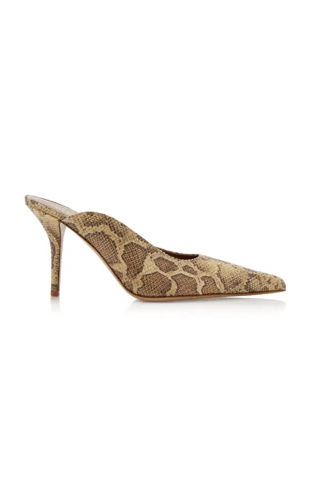 Abella Python-Effect Leather Mules