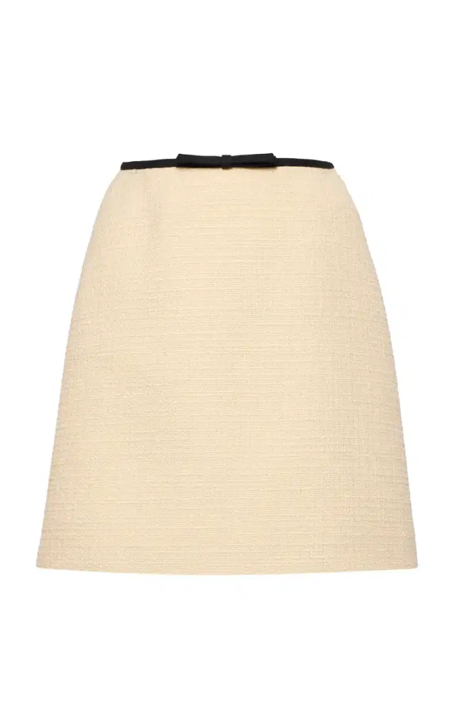 Valentino Garavani Bow-Detailed Wool-Blend Tweed Mini Skirt