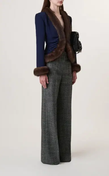 Valentino Garavani Virgin-Wool Mid-Rise Flared-Leg Pants | Thumbnail 2