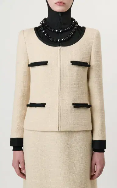 Valentino Garavani Bow-Detailed Wool-Blend Tweed Jacket | Thumbnail 3 Valentino Garavani Bow-Detailed Wool-Blend Tweed Jacket | Thumbnail 3
