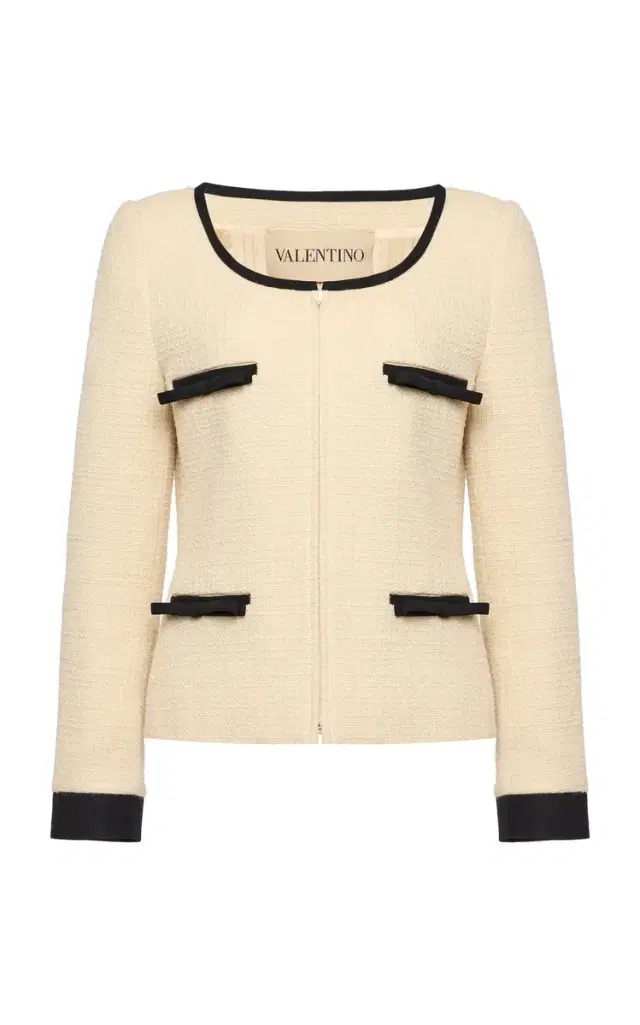 Valentino Garavani Bow-Detailed Wool-Blend Tweed Jacket