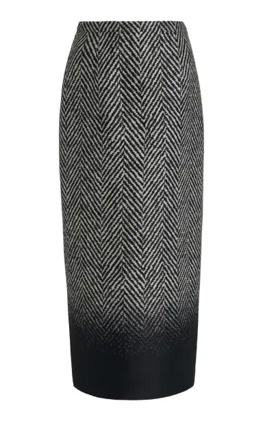 Givenchy Herringbone-Check Wool-Blend Midi Skirt | Thumbnail 1 Givenchy Herringbone-Check Wool-Blend Midi Skirt | Thumbnail 1