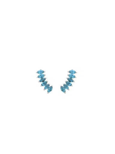 Wish Fine Jewelry 2.13ct Blue Topaz 18K Gold Marquise Climber Earrings | Thumbnail 1