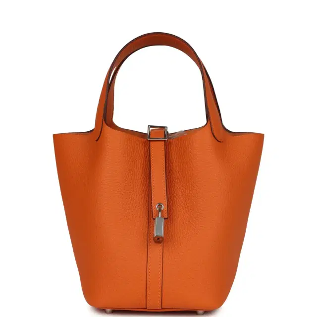 Hermes Picotin Lock 18 Orange Clemence Palladium Hardware Hermes Picotin Lock 18 Orange Clemence Palladium Hardware