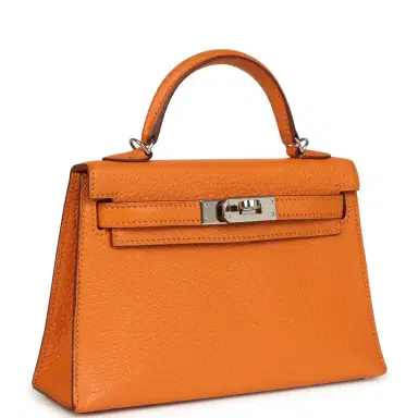HERMÈS Pre-owned Hermes Kelly Sellier 20 Apricot Chevre Mysore Palladium Hardware | Thumbnail 2 HERMÈS Pre-owned Hermes Kelly Sellier 20 Apricot Chevre Mysore Palladium Hardware | Thumbnail 2