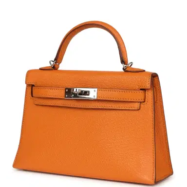 HERMÈS Pre-owned Hermes Kelly Sellier 20 Apricot Chevre Mysore Palladium Hardware | Thumbnail 5 HERMÈS Pre-owned Hermes Kelly Sellier 20 Apricot Chevre Mysore Palladium Hardware | Thumbnail 5