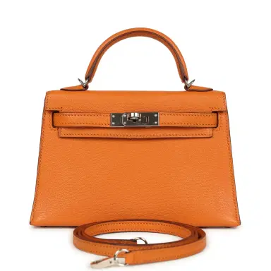 HERMÈS Pre-owned Hermes Kelly Sellier 20 Apricot Chevre Mysore Palladium Hardware | Thumbnail 1 HERMÈS Pre-owned Hermes Kelly Sellier 20 Apricot Chevre Mysore Palladium Hardware | Thumbnail 1