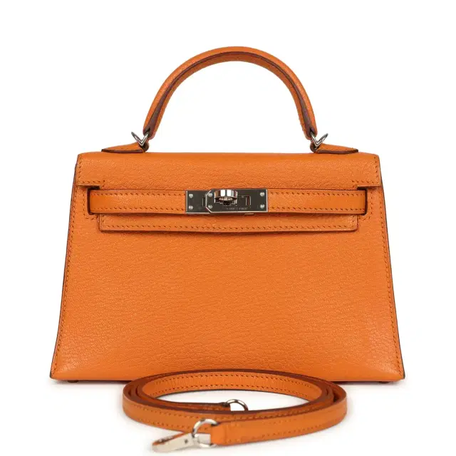 hermes Pre-owned Hermes Kelly Sellier 20 Apricot Chevre Mysore Palladium Hardware