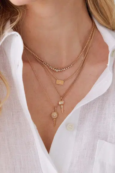 Zoë Chicco Diamond Hexagon Halo Key Pendant Necklace | Thumbnail 2 Zoë Chicco Diamond Hexagon Halo Key Pendant Necklace | Thumbnail 2