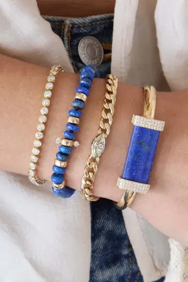 Zoë Chicco Diamond Lapis Rondelle Beaded Bracelet | Thumbnail 2