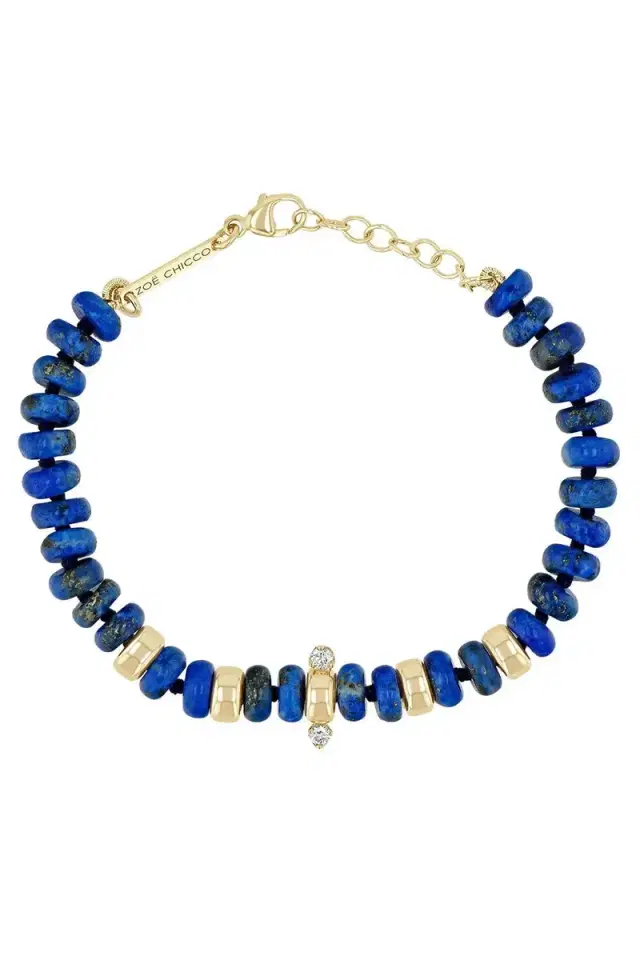 ZOE CHICCO Diamond Lapis Rondelle Beaded Bracelet