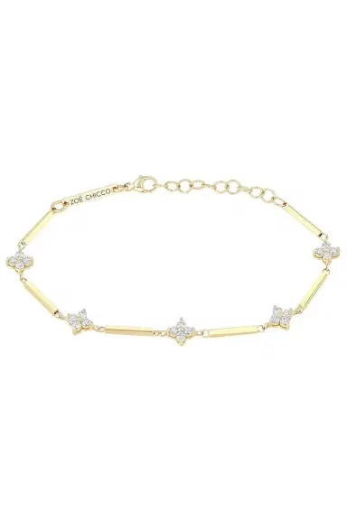 Zoë Chicco Diamond Quad Station Linked Bar Bracelet | Thumbnail 4