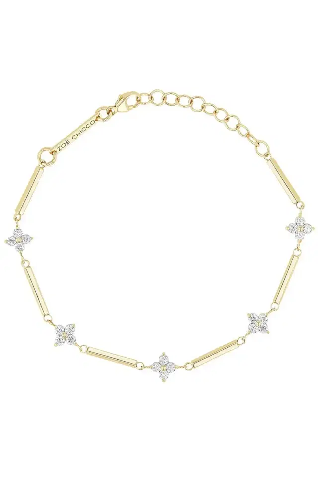 ZOE CHICCO Diamond Quad Station Linked Bar Bracelet