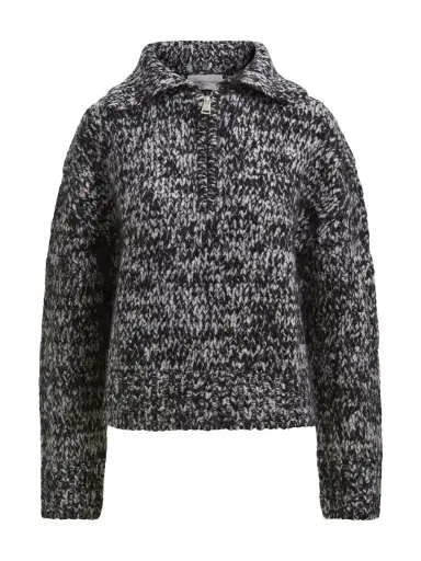 Brandon Maxwell Posie Half Zip Sweater with Sleeve Pocket | Thumbnail 1