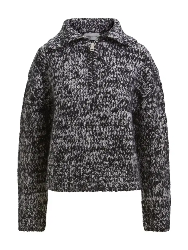 Brandon Maxwell Posie Half Zip Sweater with Sleeve Pocket