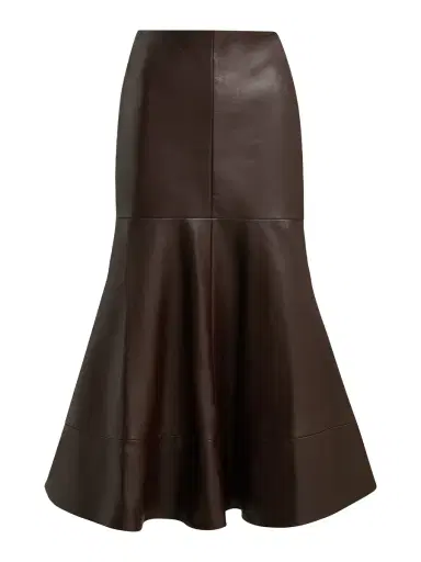 Brandon Maxwell Preston Leather Skirt with Flared Hem | Thumbnail 1