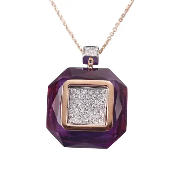 Tavanti Tavanti 18K Rose & White Gold Diamond & Amethyst Pendant Necklace by The Solist