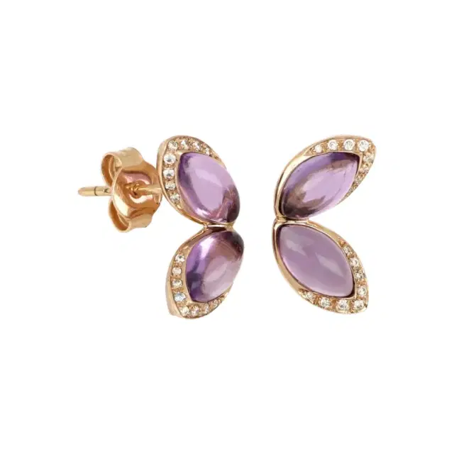 Tavanti Tavanti 18K Rose Gold Diamond & Amethyst Earrings by The Solist