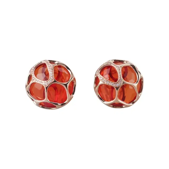 Tavanti Tavanti 18K Rose Gold Diamond & Red Crystal Earrings by The Solist