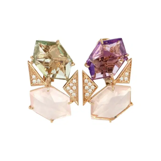 Tavanti 18K Rose Gold Diamond, Amethyst & Green Amethyst Earrings by The Solist
