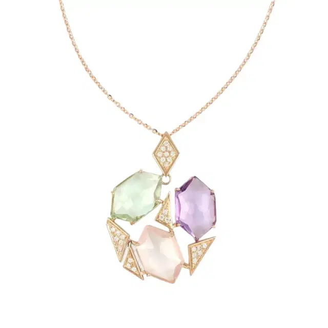Tavanti 18K Rose Gold Diamond, Amethyst & Green Amethyst Pendant Necklace by The Solist