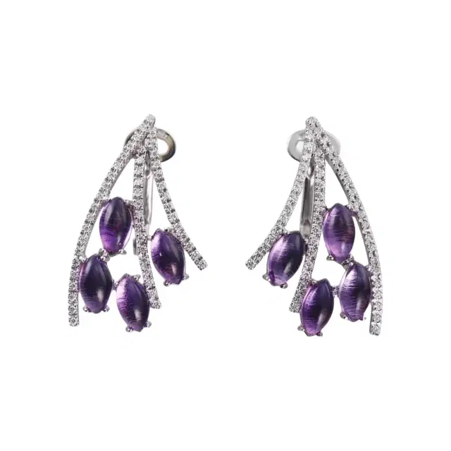 Tavanti Tavanti 18K White Gold Diamond & Amethyst Drop Earrings by The Solist