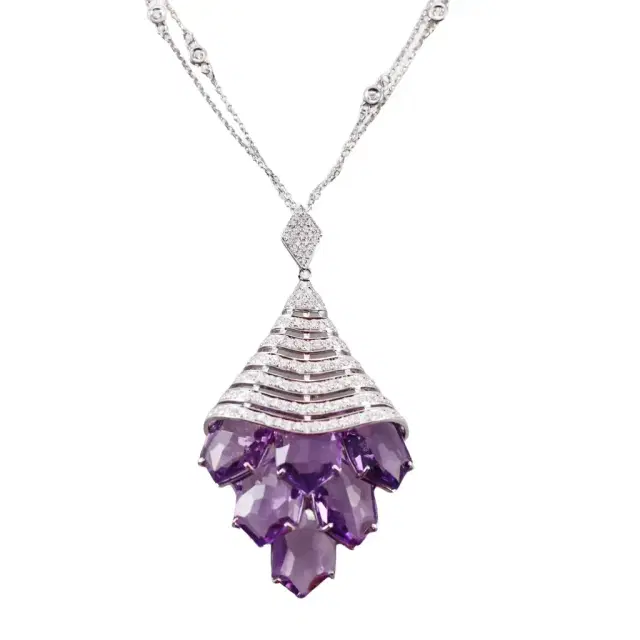 Tavanti Tavanti 18K White Gold Diamond & Amethyst Pendant Necklace by The Solist