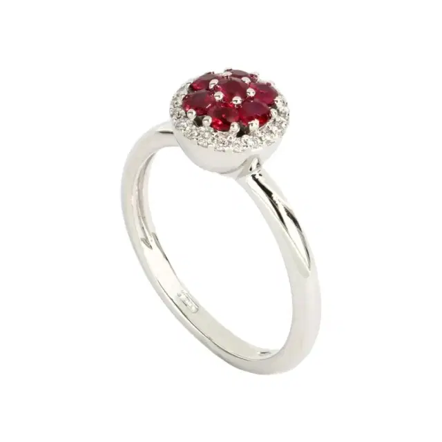 Tavanti Tavanti 18K White Gold Diamond & Ruby Statement Ring Sz. 8 by The Solist