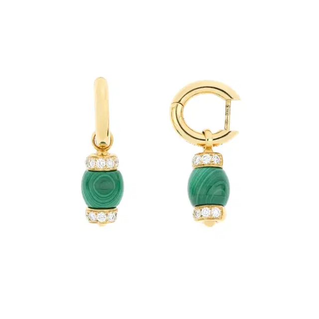 Tavanti Tavanti 18K Yellow Gold Diamond & Malachite Earrings by The Solist