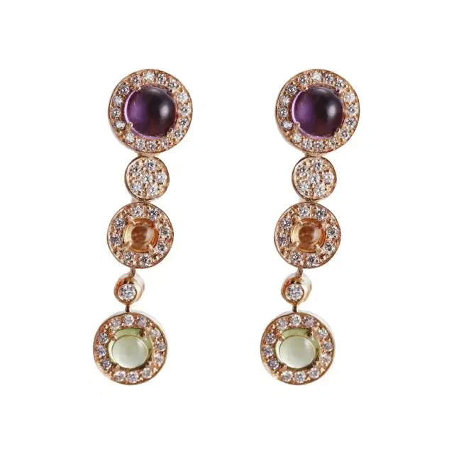 Tavanti Tavanti 18K Yellow Gold Diamond, Amethyst, Citrine & Peridot Drop Earrings by The Solist
