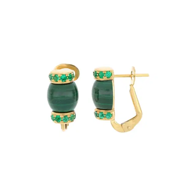 Tavanti Tavanti 18K Yellow Gold Emerald & Malachite Earrings by The Solist