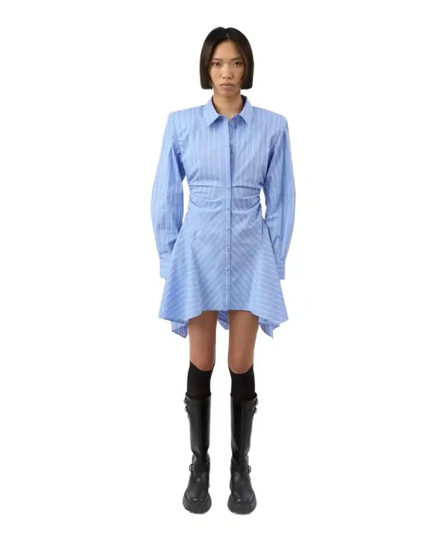 The Deena dress in sky blue stripe