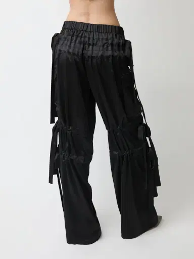 Aknvas The Odin tie trousers in black satin | Thumbnail 2