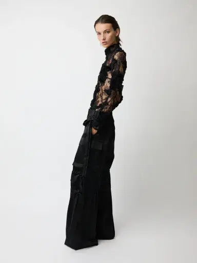 Aknvas The Odin tie trousers in black satin | Thumbnail 4