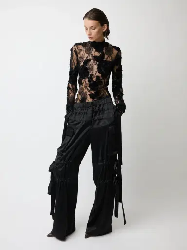 Aknvas The Odin tie trousers in black satin | Thumbnail 5
