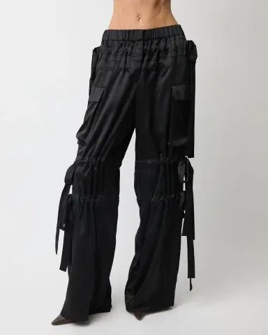 Aknvas The Odin tie trousers in black satin | Thumbnail 6