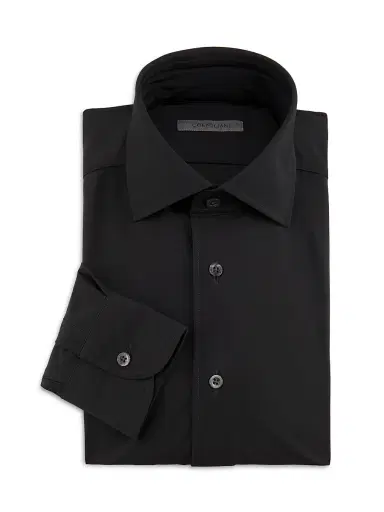 CORNELIANI Men's Tech Dress Shirt - Black - Size 17 | Thumbnail 1 CORNELIANI Men's Tech Dress Shirt - Black - Size 17 | Thumbnail 1
