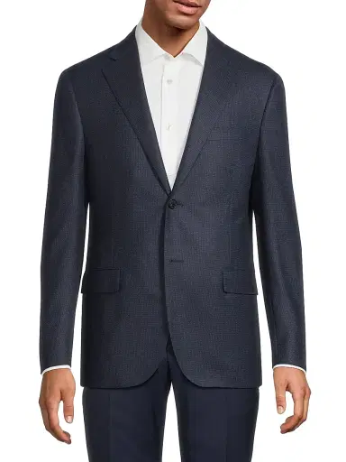 Corneliani Men's Mini Check Wool Sport Coat - Navy | Thumbnail 3 Corneliani Men's Mini Check Wool Sport Coat - Navy | Thumbnail 3
