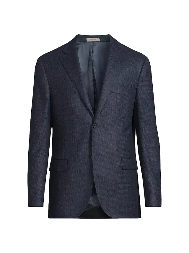 Men's Mini Check Wool Sport Coat - Navy