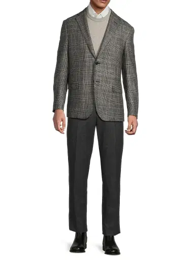 CORNELIANI Men's Plaid Wool-Silk-Cashmere Sport Coat | Thumbnail 2 CORNELIANI Men's Plaid Wool-Silk-Cashmere Sport Coat | Thumbnail 2