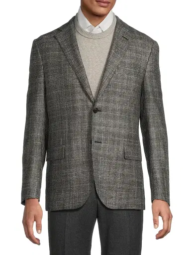 CORNELIANI Men's Plaid Wool-Silk-Cashmere Sport Coat | Thumbnail 3 CORNELIANI Men's Plaid Wool-Silk-Cashmere Sport Coat | Thumbnail 3