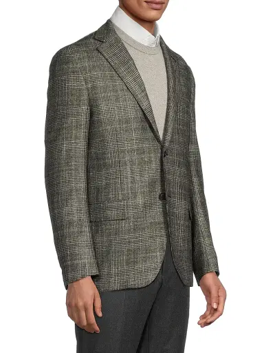 CORNELIANI Men's Plaid Wool-Silk-Cashmere Sport Coat | Thumbnail 4 CORNELIANI Men's Plaid Wool-Silk-Cashmere Sport Coat | Thumbnail 4