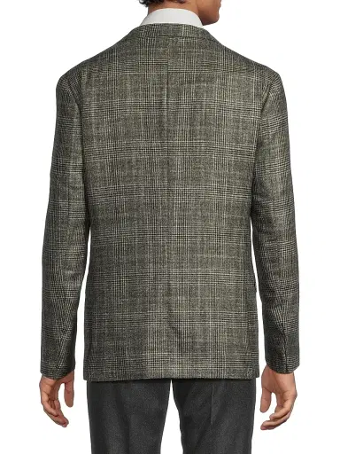 CORNELIANI Men's Plaid Wool-Silk-Cashmere Sport Coat | Thumbnail 5 CORNELIANI Men's Plaid Wool-Silk-Cashmere Sport Coat | Thumbnail 5