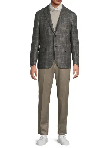 CORNELIANI Men's Plaid Silk-Wool Sport Coat - Blue Natural - Size 44 | Thumbnail 2