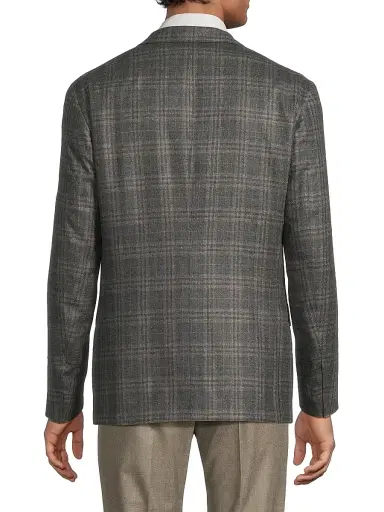 CORNELIANI Men's Plaid Silk-Wool Sport Coat - Blue Natural - Size 44 | Thumbnail 5