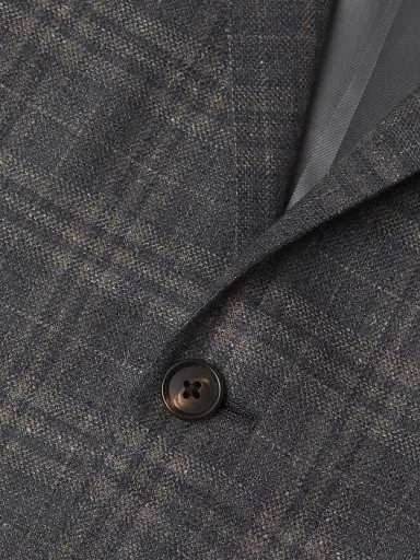 CORNELIANI Men's Plaid Silk-Wool Sport Coat - Blue Natural - Size 44 | Thumbnail 6